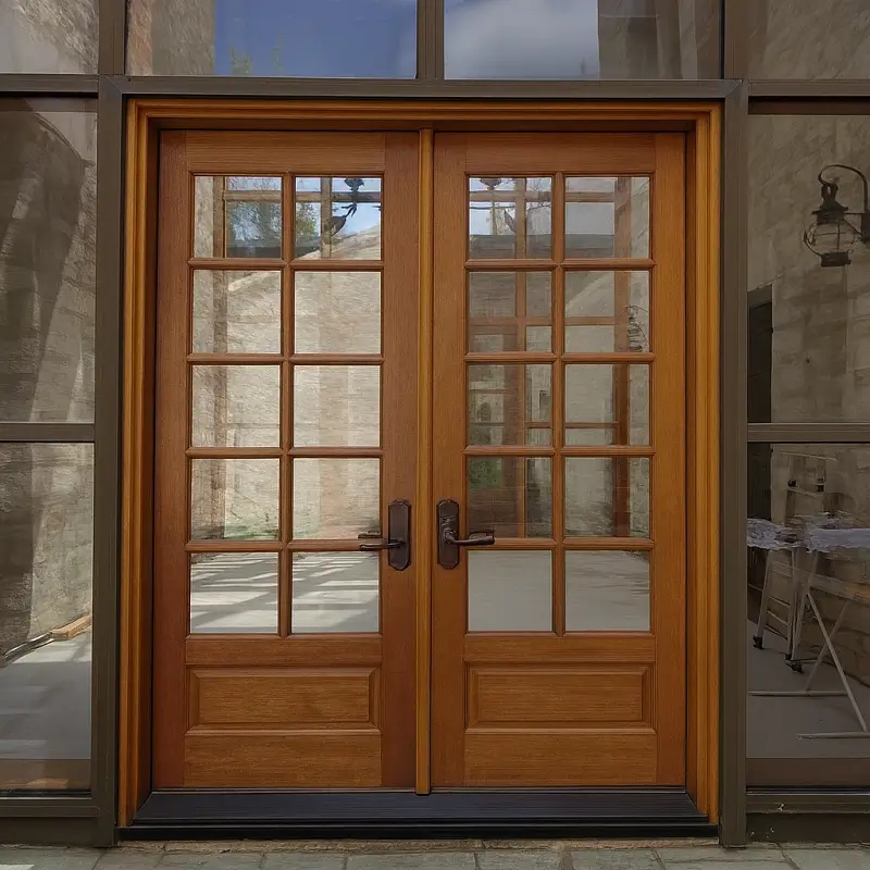 Teak Glass Panel Doors