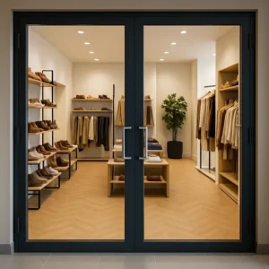 Commercial Aluminium Doors in Showroom