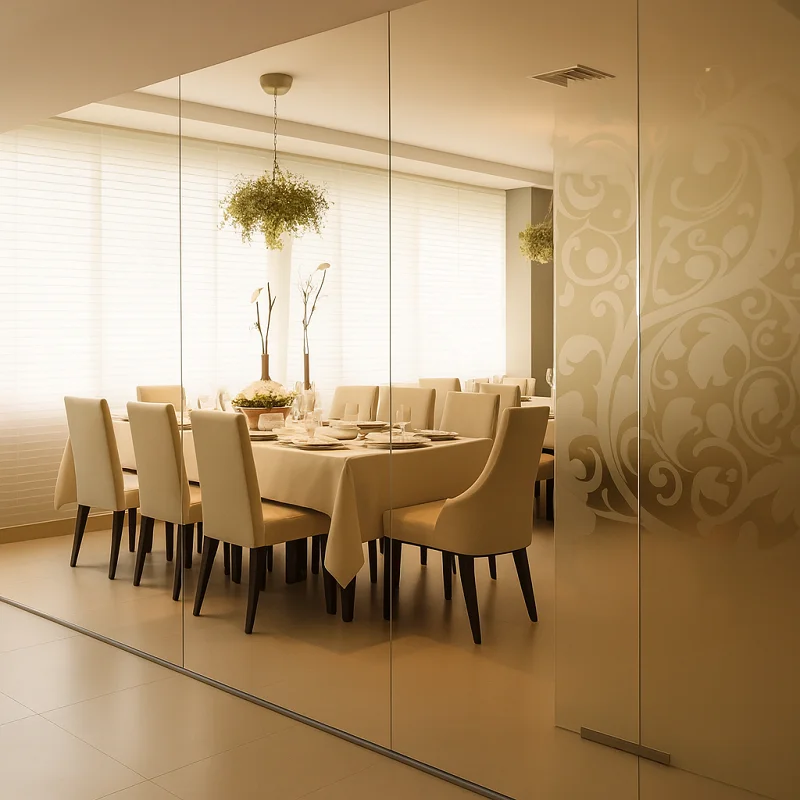 Glass Partitions in Restaurant