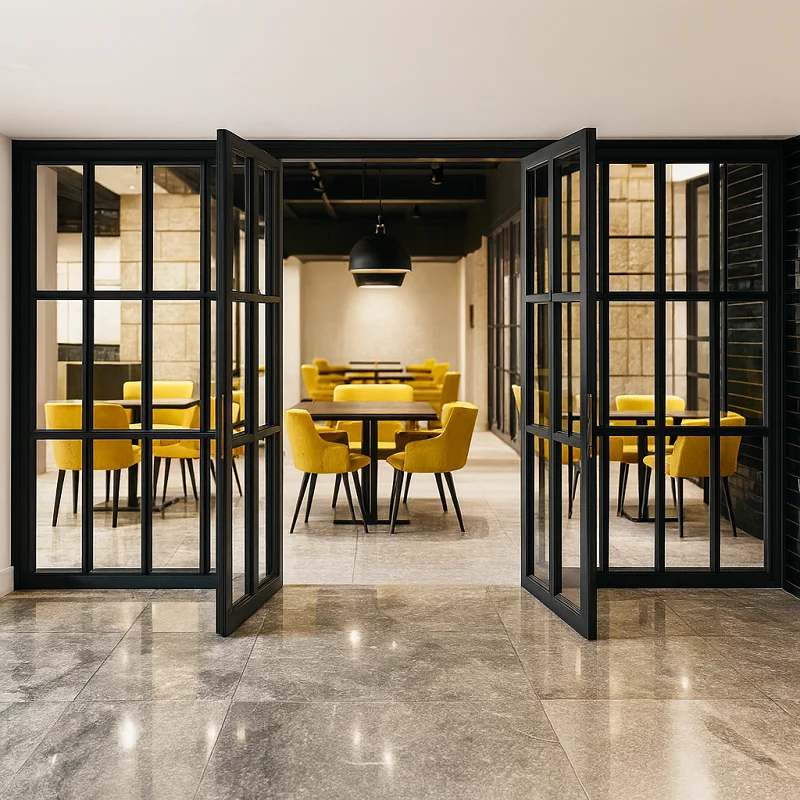 Aluminium Double Doors in Restaurant