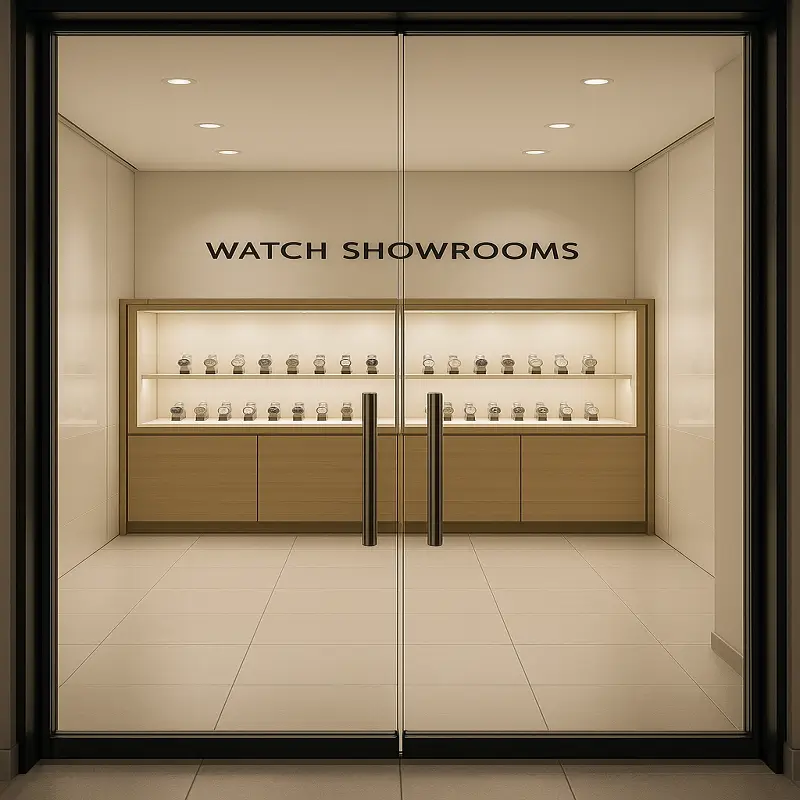 Aluminium Glass Door in Showrooms