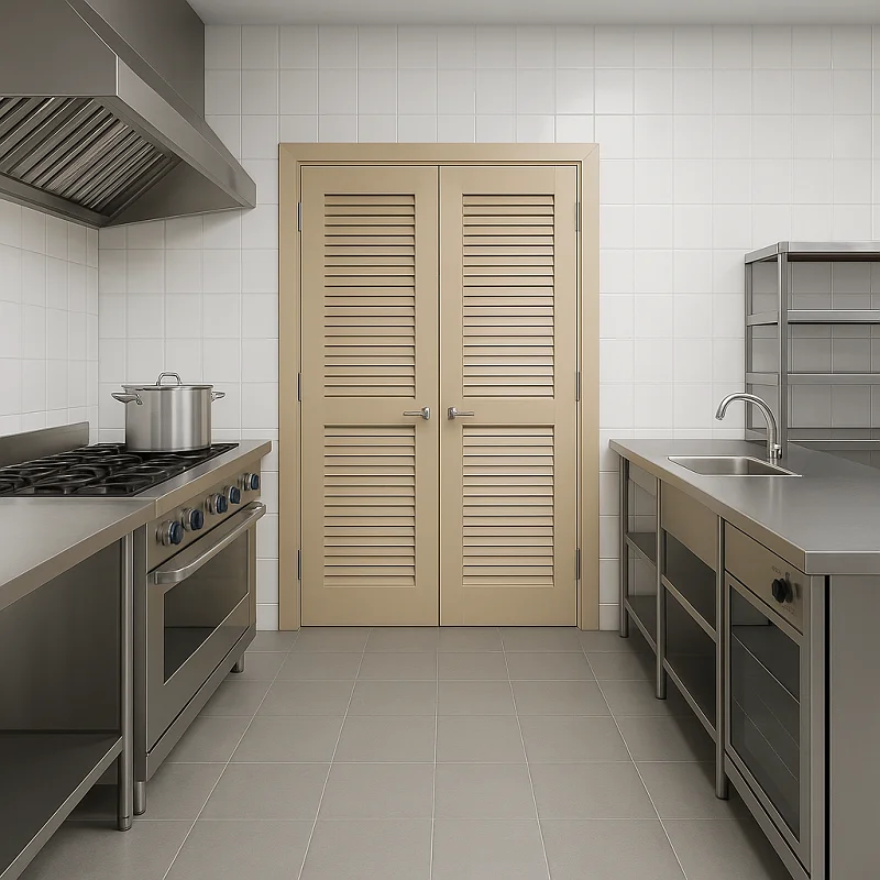 Aluminium Louvre Doors in Commercial kitchen