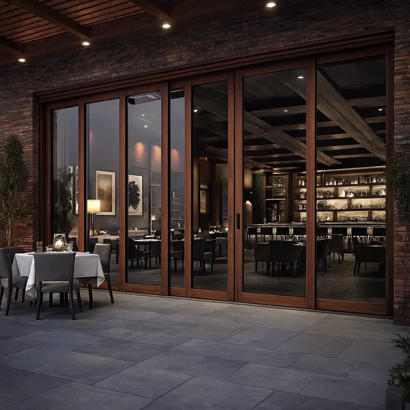 Aluminium Sliding Doors in Restaurant